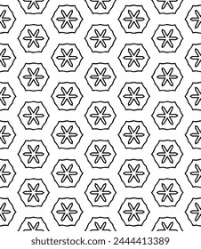 Black and white seamless abstract pattern. Background and backdrop. Grayscale ornamental design. Mosaic ornaments. Vector graphic illustration. EPS10.