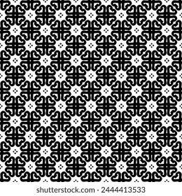 Black and white seamless abstract pattern. Background and backdrop. Grayscale ornamental design. Mosaic ornaments. Vector graphic illustration. EPS10.
