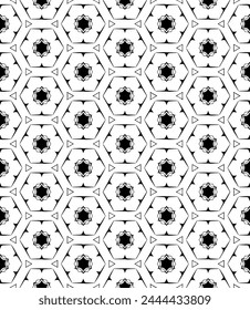Patrón abstracto sin costuras blanco y negro. Fondo y telón de fondo. Diseño ornamental en escala de grises. Adornos en mosaico. Ilustración gráfica Vector. EPS10.