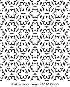 Patrón abstracto sin costuras blanco y negro. Fondo y telón de fondo. Diseño ornamental en escala de grises. Adornos en mosaico. Ilustración gráfica Vector. EPS10.
