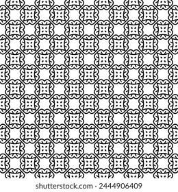 Black and white seamless abstract pattern. Background and backdrop. Grayscale ornamental design. Mosaic ornaments. Vector graphic illustration. EPS10.