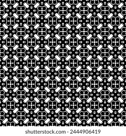 Black and white seamless abstract pattern. Background and backdrop. Grayscale ornamental design. Mosaic ornaments. Vector graphic illustration. EPS10.