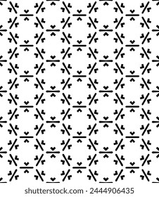 Black and white seamless abstract pattern. Background and backdrop. Grayscale ornamental design. Mosaic ornaments. Vector graphic illustration. EPS10.