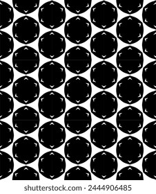 Black and white seamless abstract pattern. Background and backdrop. Grayscale ornamental design. Mosaic ornaments. Vector graphic illustration. EPS10.
