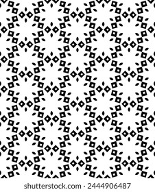 Patrón abstracto sin costuras blanco y negro. Fondo y telón de fondo. Diseño ornamental en escala de grises. Adornos en mosaico. Ilustración gráfica Vector. EPS10.