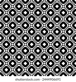 Patrón abstracto sin costuras blanco y negro. Fondo y telón de fondo. Diseño ornamental en escala de grises. Adornos en mosaico. Ilustración gráfica Vector. EPS10.