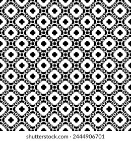 Black and white seamless abstract pattern. Background and backdrop. Grayscale ornamental design. Mosaic ornaments. Vector graphic illustration. EPS10.