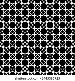 Black and white seamless abstract pattern. Background and backdrop. Grayscale ornamental design. Mosaic ornaments. Vector graphic illustration. EPS10.