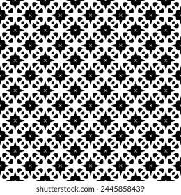 Black and white seamless abstract pattern. Background and backdrop. Grayscale ornamental design. Mosaic ornaments. Vector graphic illustration. EPS10.