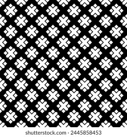 Black and white seamless abstract pattern. Background and backdrop. Grayscale ornamental design. Mosaic ornaments. Vector graphic illustration. EPS10.