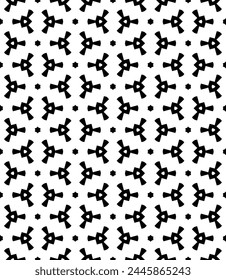 Black and white seamless abstract pattern. Background and backdrop. Grayscale ornamental design. Mosaic ornaments. Vector graphic illustration. EPS10.