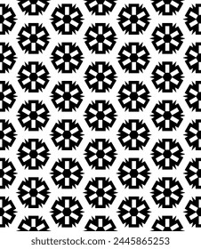 Patrón abstracto sin costuras blanco y negro. Fondo y telón de fondo. Diseño ornamental en escala de grises. Adornos en mosaico. Ilustración gráfica Vector. EPS10.