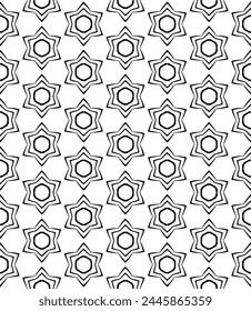 Patrón abstracto sin costuras blanco y negro. Fondo y telón de fondo. Diseño ornamental en escala de grises. Adornos en mosaico. Ilustración gráfica Vector. EPS10.