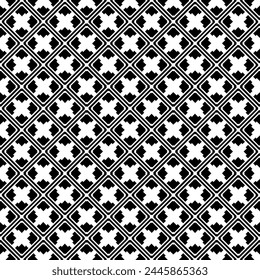 Black and white seamless abstract pattern. Background and backdrop. Grayscale ornamental design. Mosaic ornaments. Vector graphic illustration. EPS10.