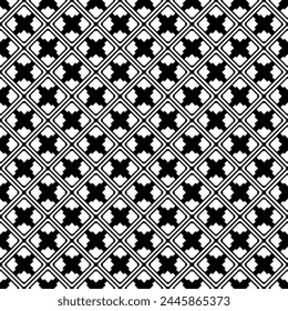 Black and white seamless abstract pattern. Background and backdrop. Grayscale ornamental design. Mosaic ornaments. Vector graphic illustration. EPS10.