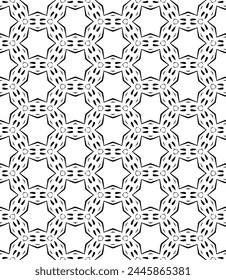 Patrón abstracto sin costuras blanco y negro. Fondo y telón de fondo. Diseño ornamental en escala de grises. Adornos en mosaico. Ilustración gráfica Vector. EPS10.