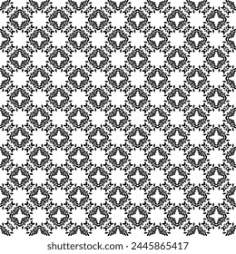 Black and white seamless abstract pattern. Background and backdrop. Grayscale ornamental design. Mosaic ornaments. Vector graphic illustration. EPS10.