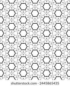 Patrón abstracto sin costuras blanco y negro. Fondo y telón de fondo. Diseño ornamental en escala de grises. Adornos en mosaico. Ilustración gráfica Vector. EPS10.