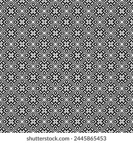 Black and white seamless abstract pattern. Background and backdrop. Grayscale ornamental design. Mosaic ornaments. Vector graphic illustration. EPS10.