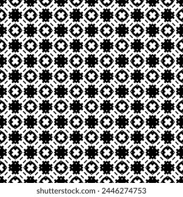 Black and white seamless abstract pattern. Background and backdrop. Grayscale ornamental design. Mosaic ornaments. Vector graphic illustration. EPS10.