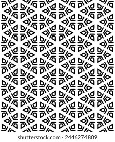 Black and white seamless abstract pattern. Background and backdrop. Grayscale ornamental design. Mosaic ornaments. Vector graphic illustration. EPS10.