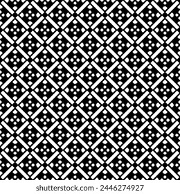 Black and white seamless abstract pattern. Background and backdrop. Grayscale ornamental design. Mosaic ornaments. Vector graphic illustration. EPS10.