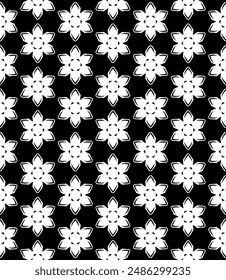 Black and white seamless abstract pattern. Background and backdrop. Grayscale ornamental design. Mosaic ornaments. Vector graphic illustration. EPS10.
