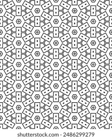 Black and white seamless abstract pattern. Background and backdrop. Grayscale ornamental design. Mosaic ornaments. Vector graphic illustration. EPS10.