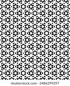 Black and white seamless abstract pattern. Background and backdrop. Grayscale ornamental design. Mosaic ornaments. Vector graphic illustration. EPS10.