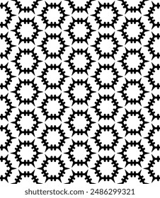 Black and white seamless abstract pattern. Background and backdrop. Grayscale ornamental design. Mosaic ornaments. Vector graphic illustration. EPS10.