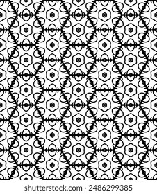 Black and white seamless abstract pattern. Background and backdrop. Grayscale ornamental design. Mosaic ornaments. Vector graphic illustration. EPS10.