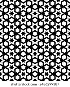 Patrón abstracto sin costuras blanco y negro. Fondo y telón de fondo. Diseño ornamental en escala de grises. Adornos en mosaico. Ilustración gráfica Vector. EPS10.