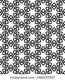 Black and white seamless abstract pattern. Background and backdrop. Grayscale ornamental design. Mosaic ornaments. Vector graphic illustration. EPS10.