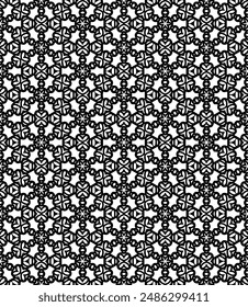 Black and white seamless abstract pattern. Background and backdrop. Grayscale ornamental design. Mosaic ornaments. Vector graphic illustration. EPS10.