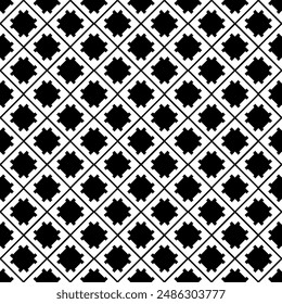 Black and white seamless abstract pattern. Background and backdrop. Grayscale ornamental design. Mosaic ornaments. Vector graphic illustration. EPS10.