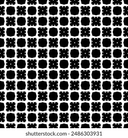 Black and white seamless abstract pattern. Background and backdrop. Grayscale ornamental design. Mosaic ornaments. Vector graphic illustration. EPS10.