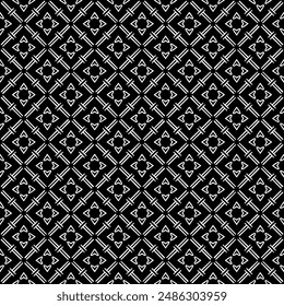 Black and white seamless abstract pattern. Background and backdrop. Grayscale ornamental design. Mosaic ornaments. Vector graphic illustration. EPS10.