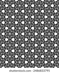 Black and white seamless abstract pattern. Background and backdrop. Grayscale ornamental design. Mosaic ornaments. Vector graphic illustration. EPS10.