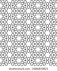 Black and white seamless abstract pattern. Background and backdrop. Grayscale ornamental design. Mosaic ornaments. Vector graphic illustration. EPS10.