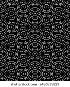 Patrón abstracto sin costuras blanco y negro. Fondo y telón de fondo. Diseño ornamental en escala de grises. Adornos en mosaico. Ilustración gráfica Vector. EPS10.