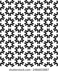 Patrón abstracto sin costuras blanco y negro. Fondo y telón de fondo. Diseño ornamental en escala de grises. Adornos en mosaico. Ilustración gráfica Vector. EPS10.