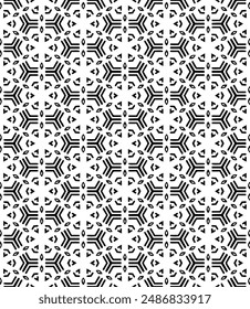 Patrón abstracto sin costuras blanco y negro. Fondo y telón de fondo. Diseño ornamental en escala de grises. Adornos en mosaico. Ilustración gráfica Vector. EPS10.