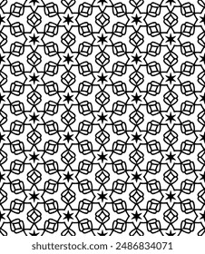 Black and white seamless abstract pattern. Background and backdrop. Grayscale ornamental design. Mosaic ornaments. Vector graphic illustration. EPS10.