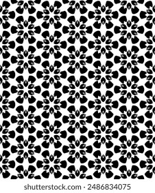 Black and white seamless abstract pattern. Background and backdrop. Grayscale ornamental design. Mosaic ornaments. Vector graphic illustration. EPS10.