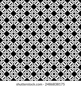 Black and white seamless abstract pattern. Background and backdrop. Grayscale ornamental design. Mosaic ornaments. Vector graphic illustration. EPS10.