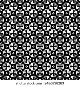 Black and white seamless abstract pattern. Background and backdrop. Grayscale ornamental design. Mosaic ornaments. Vector graphic illustration. EPS10.