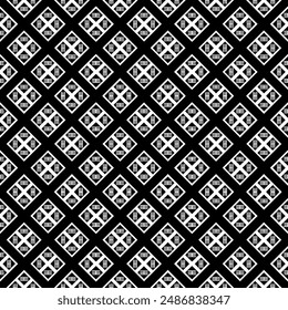 Black and white seamless abstract pattern. Background and backdrop. Grayscale ornamental design. Mosaic ornaments. Vector graphic illustration. EPS10.