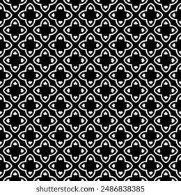 Black and white seamless abstract pattern. Background and backdrop. Grayscale ornamental design. Mosaic ornaments. Vector graphic illustration. EPS10.