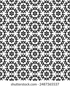 Black and white seamless abstract pattern. Background and backdrop. Grayscale ornamental design. Mosaic ornaments. Vector graphic illustration. EPS10.