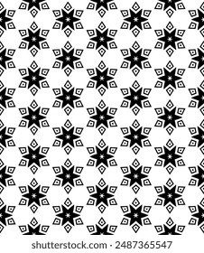 Black and white seamless abstract pattern. Background and backdrop. Grayscale ornamental design. Mosaic ornaments. Vector graphic illustration. EPS10.